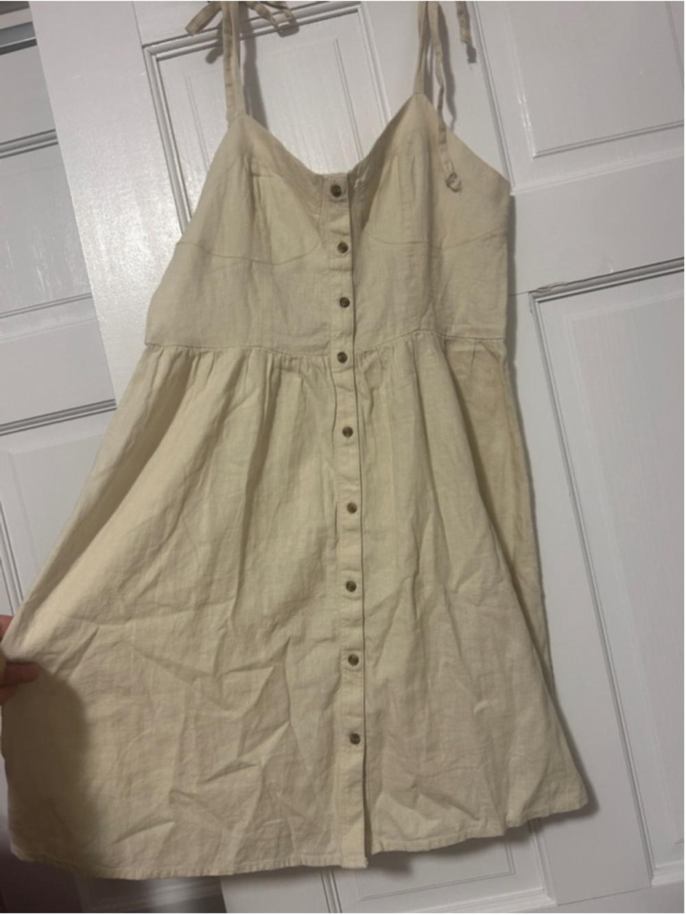 aerie White Button-Front Tie-Shoulder Mini Dress
#54 - Picture 3 of 6